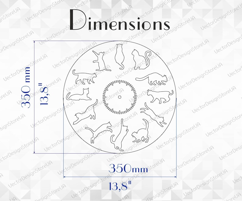 Decoración de pared de gatos, arte de pared de gatos, reloj de pared de gatos, gatos svg, regalo con gatos, me encantan los gatos, archivos cortados con láser, reloj svg, archivos Dxf para láser WCM-166 imagen 5