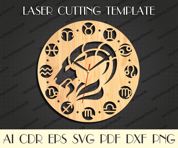 Capricorn svg,Capricorn sign,Capricorn birthday,Astrology Signs,Capricorn zodiac,Zodiac svg,Capricorn gift,Laser cut file,Clock svg WCM-160