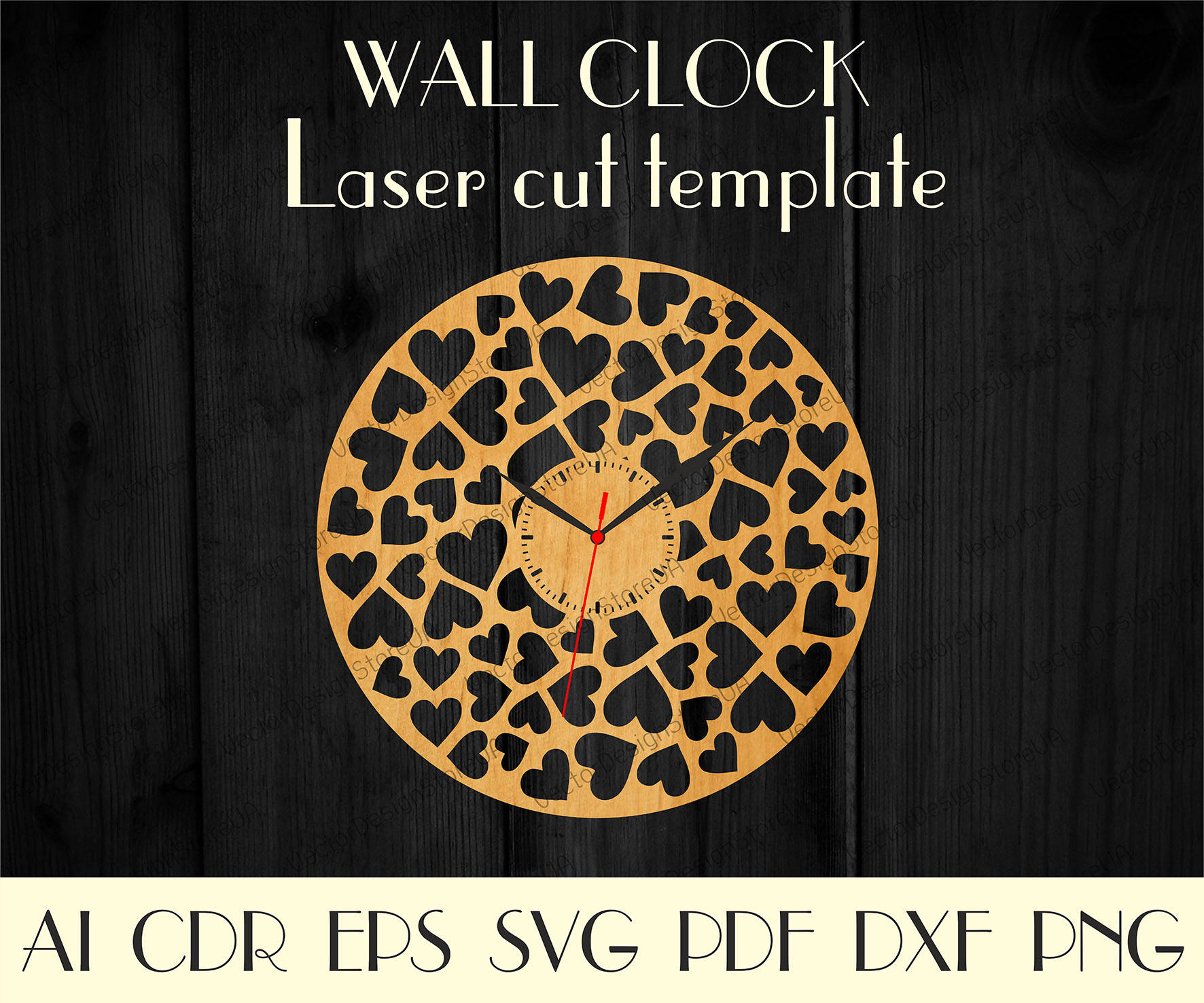 Birthday Clockhearts Svg Filelaser Cut Templatehearts Etsy