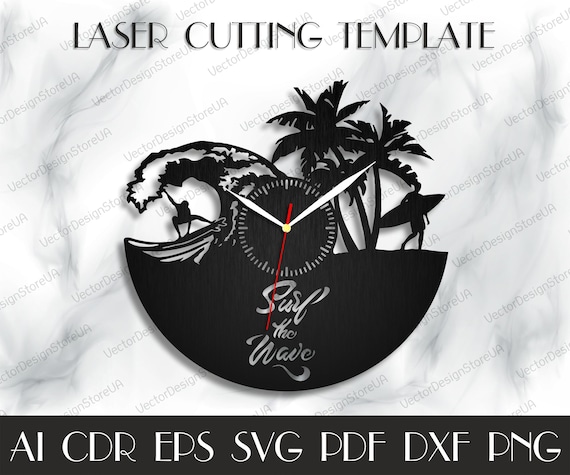 Surfing clock svg,Surfing climbing art,Surfing svg,Gift for Surfer,Surfing wall art,Surfing decor,Sport Clock svg,Laser cut wood WCM-169