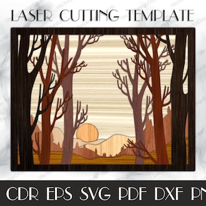 Nature Layered Landscape,Multi-layer files, Forest Silhouette svg,Multilayer svg,Multilayer forest file,laser cut files,CNC plans LCT-62