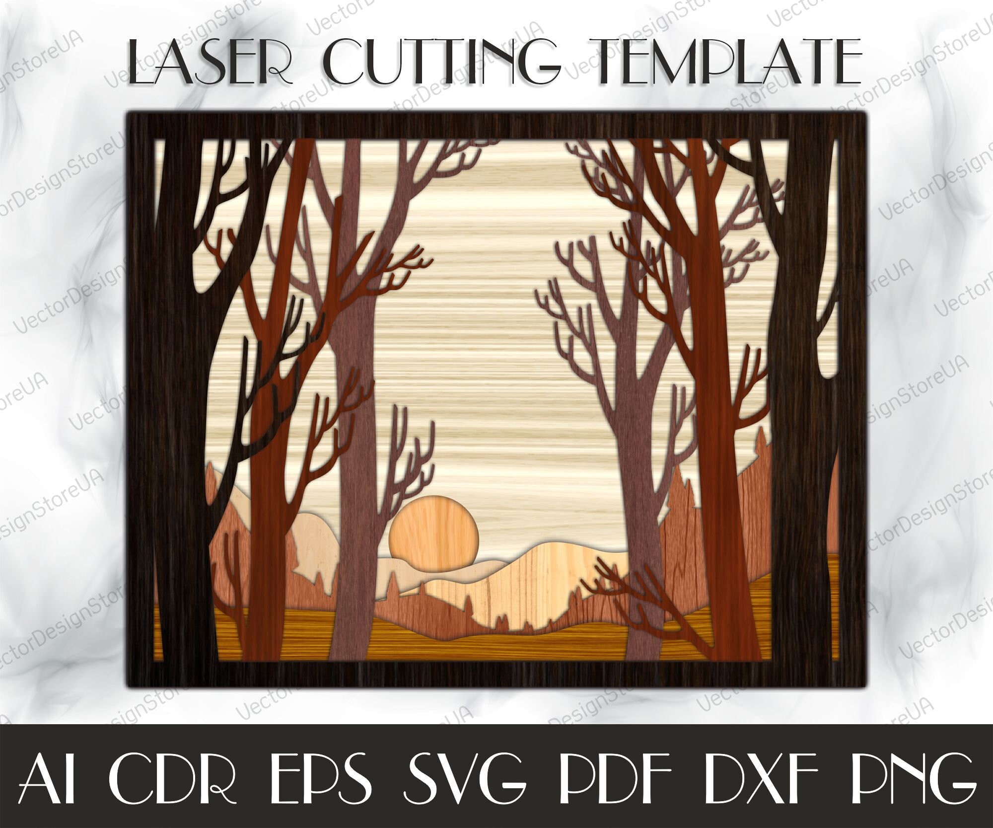 Nature Paysage en couches,Fichiers multicouches, Silhouette de forêt svg,Svg multicouche,Fichier forestier multicouche,Fichiers découpés au laser,Plan