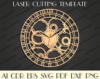 24 hour clock,Clock dxf,Wood wall clock,Cutting model,Laser cut files,Unique clock,Modern clock,Vector for CNC,Clock svg,CNC files WCM-16