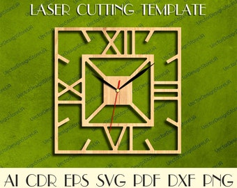 Reloj único dxf, archivo digital de reloj moderno, patrón de reloj de corte láser, regalo de cumpleaños, reloj de pared de madera dxf, reloj CNC, archivos de corte láser WCM-240