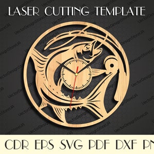 Fishing wall clock,Fishing svg,Fishing decor,Fishing gifts for men,Nautical decor,Nautical wall art,Laser cut files,File for CNC WCM-229