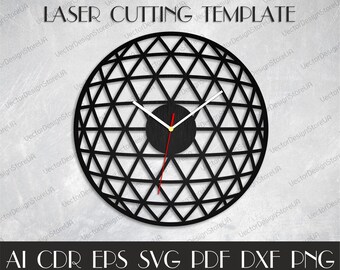 Decorazione della parete geometrica, Home orologio svg, arredamento moderno da parete, orologio unico, file Dxf per laser, regalo di compleanno, dxf Clock, orologio in formato svg, cnc piani WCM-108