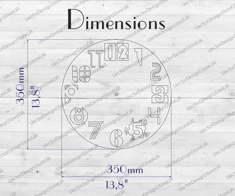 Modern clock svg,Unique wall decor,Clock numbers,Wooden clock,Laser cut files,Birthday gift,Dxf files for laser,Clock dxf,Clock svg WCM-10 image 5