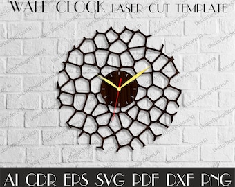 Large clock for wall,Modern Wall Clock file,Geometric clock,Unique clock,Clock template,Clock for cnc,Laser cut template,Clock svg WCM-75