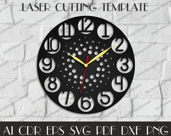 Números de reloj svg, reloj moderno, decoración de pared única, reloj de madera, archivos cortados con láser, regalo de bodas, archivos dxf para láser, reloj dxf, reloj svg WCM-24