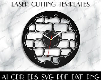 Reloj de pared único, archivo de reloj moderno, reloj grande de pared, reloj SVG, plantilla de reloj de madera, plantilla de reloj, reloj para CNC, reloj DXF WCM-222