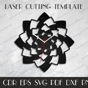Hause Illusion Kunst Svg, Illusion Svg, Küchenuhr, moderne Wohnkultur, Wand-Dekor-Kunst, moderne Kunst, Laser schneiden Datei, Svg Uhr, Uhr Dxf WCM-125
