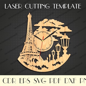 Paris clock svg,Paris wall art,Paris svg,Paris decor,Paris art,Paris dxf,Files for laser cutting,Clock svg,Files for laser,CNC plans WCM-113