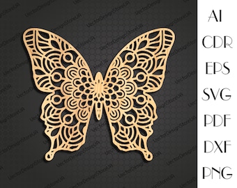 Butterfly wall art,Butterfly svg,Butterfly decor,Love gift,Mandala art,Mandala décor,Mandala svg,cnc files for laser,laser cut files LCT-85