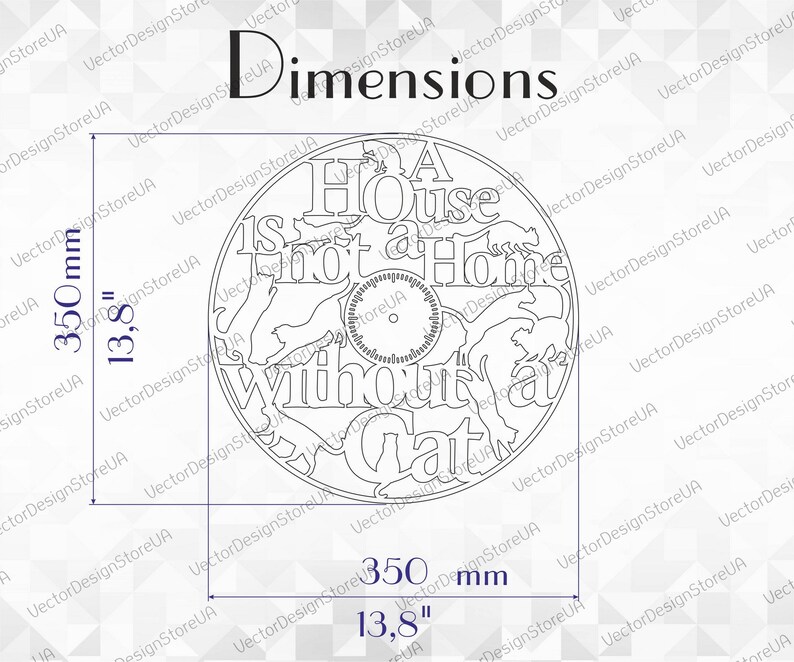 Cats wall clock,Cats svg,Cats wall decor,Cats wall art,Gift with cats,I love cats,Laser cut files,Clock svg,Dxf files for laser WCM-135