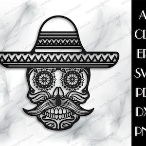 Sugar Skull svg,Sugar Skull Wandbild,Sugar Skull Wand Deko,Sugar Skull Metall Art,Cnc Dateien für Laser,Laser Cut File LCT-95