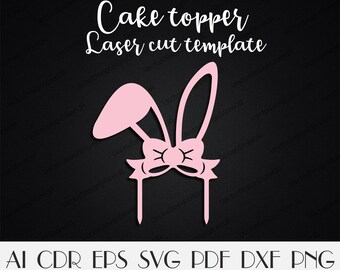 Rabbit ears cake topper file,Rabbit ears sign,Rabbit ears svg,Bunny Ears cake Topper,Rabbit birthday party,Laser cut files,CNC plans CTT-62
