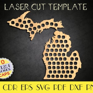 Michigan Beer Caps map dxf,Michigan Beer cap holder svg,Bottle caps holder,Gift for him,Fathers Day gift,CNC plans,laser cut files LCT-15