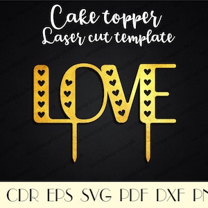 Love cake topper,Gold love topper,Rustic wedding cake topper,Love sign svg,Modern topper love,CNC files,Monogram topper,CNC plans CTT-164