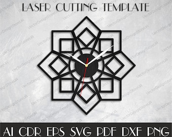 Living room decor, dxf, casa decorazione parete arte, arte moderna parete, orologio da parete unica, taglio Laser legno, file Dxf per laser, dxf orologio, orologio svg WCM-129