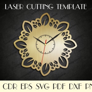 Floral Wall Clock,Floral wall art,Home decor svg,Floral svg,Gift for Her,Housewarming gift,Wedding gift,CNC file,Clock dxf,Clock svg WCM-234