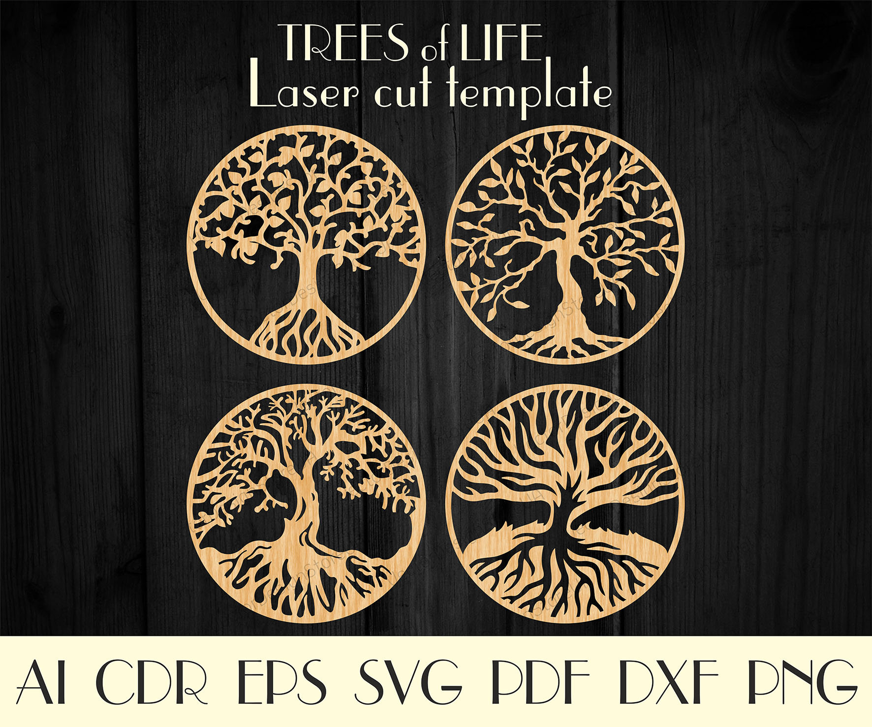 4Pcs Baum des Lebensmuster Baum des Lebens Svg Baum des | Etsy