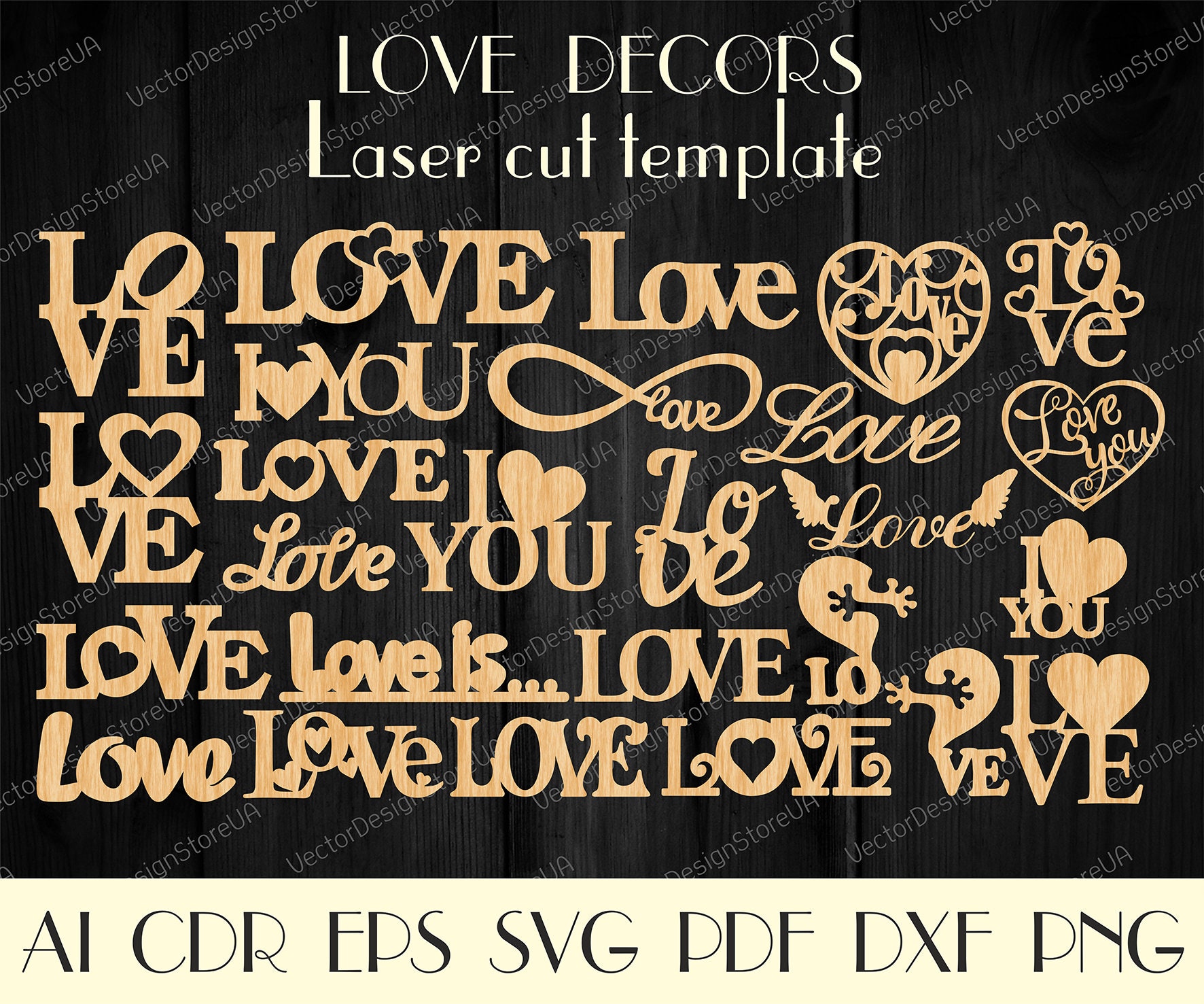 Set 25pcs Love Decorlove Svglove Signdxf Files For Etsy