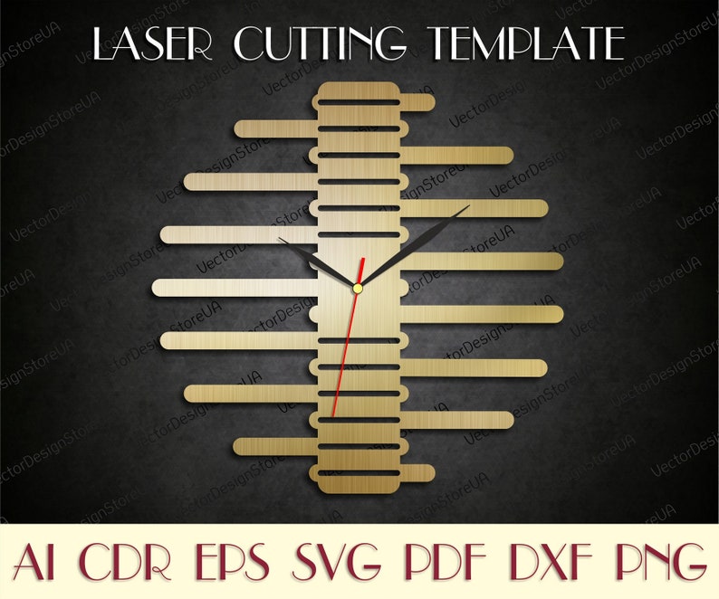 Unique clock svg,Modern clock,Wall decor file,Wooden clock,Laser cut files,Birthday gift,Dxf files for laser,Clock dxf,Clock svg WCM-106