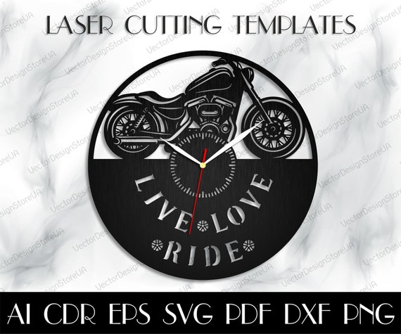 Motorrad Uhr SVG,Chopper Svg,Motorrad Wandkunst,Motorrad Svg,Motorrad  Deko,Geschenk für ihn,Holz Laser geschnitten,CNC Dateien,Uhr svg WCM-225 -  .de