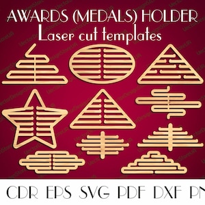 Set 10Pcs Award holder,Medal holder,Medal hanger,Hanger for medals,Holder svg,dxf files for laser,CNC plans,Medal holder cnc file S-9