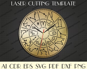 Reloj de constelación dxf,Constellation svg,Zodiac svg,Zodiac signs file,Astrology art,Constellation gift,Laser cut files,Clock svg WCM-98