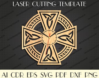 Celtic cross clock,Celtic cross svg,Celtic cross wall decor,Home wall art,Celtic decor,Wood laser cut,Laser cut files,File for CNC WCM-148