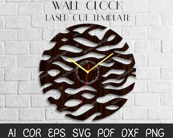 Reloj único para la pared, archivo de reloj moderno, reloj grande para la pared, reloj svg, plantilla de reloj de madera, plantilla de reloj, reloj para cnc, reloj dxf WCM-57
