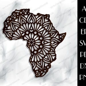 África decoración svg,África svg,Africa wall art,Africa Map Mandala svg,Mandala SVG,Mandala décor,archivos cnc para láser,archivos de corte láser LCT-46