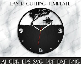 Archivo de reloj de amor,Amor svg,Arte de pared de amor,Regalo de amor,Regalo de aniversario,Regalo de bodas,Plantilla de corte láser,Archivos DXF para láser,Reloj svg WCM-198