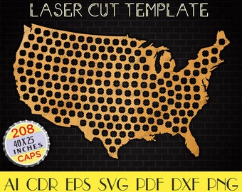 Large USA Beer caps map,United States Bottle Caps map file,Beer caps holder svg,Beer cap art,Beer Cap Display,CNC plans,laser cut LCT-12