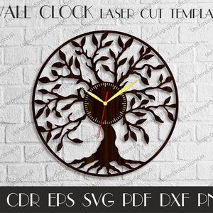 Tree of life clock svg,Tree of life wall art,Tree of life wall decor,Tree of life svg,Clock file dxf,Laser cut template,CNC plans WCM-69