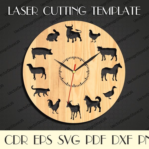 Farm wall decor,Farm wall art,Farm clock,Farm sign svg,Farm animals svg,I love farm svg,Laser cut files,Clock svg,Dxf files laser WCM-55