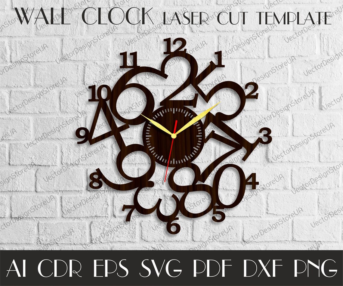 Large numbers clock svgWood wall clock dxfClock with Etsy