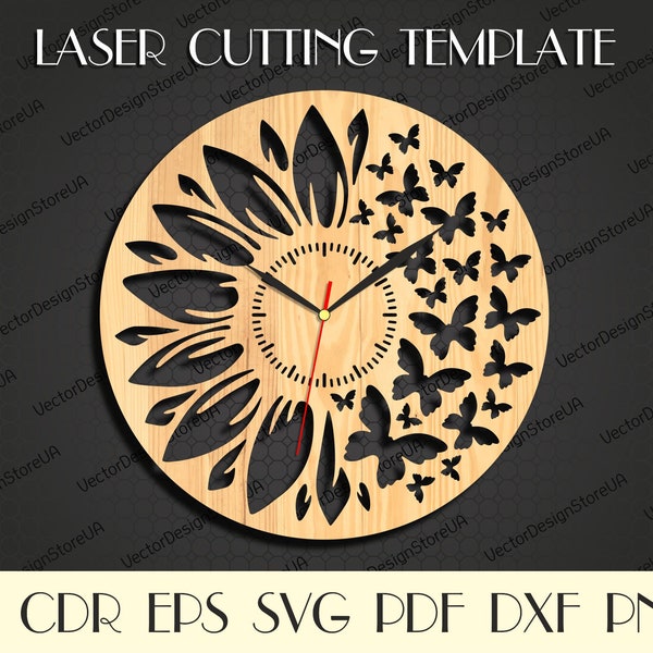 Sonnenblumen Deko,Sonnenblumen Wandkunst,Sonnenblumen Uhr,Sonnenblume svg,Hochzeitsgeschenk,Liebesgeschenk,Laser cut Datei,Uhr svg,Dxf Dateien für Laser WCM-206