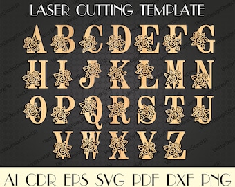 Monograms svg,Alphabet dxf,Alphabet letters svg,Alphabet monogram svg,Letters monogram svg,Alphabet laser cut,CNC files,CNC plans S-7