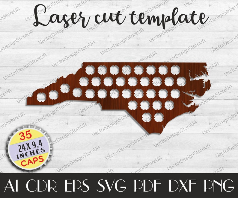 North Carolina Beer Caps map dxf,North Carolina Beer cap holder svg,North Carolina svg,Bottle caps holder,CNC plans,laser cut files LCT-28