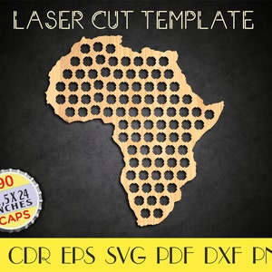 Afrika bier Caps kaart svg, Afrika kunst aan de muur, Afrika Beer caps houder dxf, Beer svg, Beer Cap Display, Cadeau voor mannen, CNC plannen, laser gesneden bestanden LCT-21