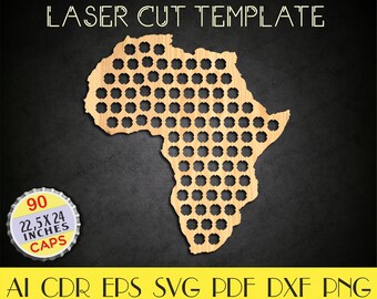 Africa beer Caps map svg, Africa wall art, Africa Beer caps holder dxf, Beer svg, Beer Cap Display, Gift for men, CNC planes, laser cut files LCT-21