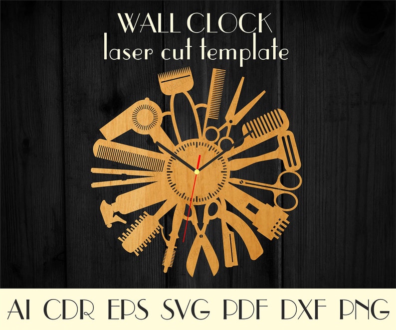 Barber shop clock,Barber decor,Clock laser cut,Barber svg,Barber shop wall clock,Hanging Wall Decor,Barber gift,CNC clock,Barber sign WCM-49