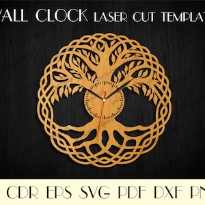 Tree of life clock svg,Tree of life wall art,Tree of life wall decor,Tree of life svg file,Clock file,Laser cut template,CNC plans WCM-66