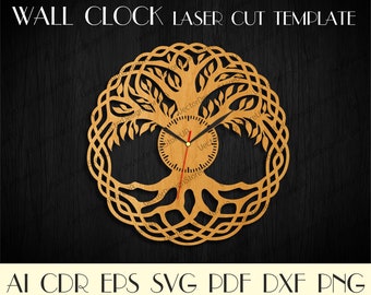 Albero della vita orologio svg,Albero della vita parete arte,Albero della vita parete arredamento, Albero della vita file svg, File orologio, Modello taglio laser,Piani CNC WCM-66