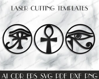 Set Egyptian Symbols Svg,Egyptian svg,Egyptian wall art,Eye of Horus svg,Eye of Horus art,Gold Ankh,cnc files for laser,laser cut files S-28