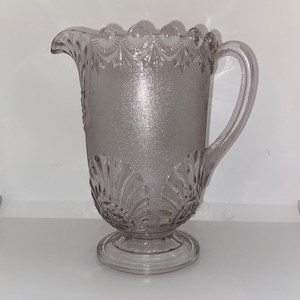 Antique Westmoreland Shell & Jewel (Clear) Stippled Pitcher  -  Discontinued !