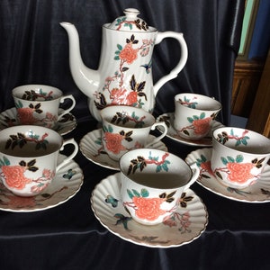 Vintage James Kent Old Foley Eastern Glory Coffee Pot and 6 Cups & Saucers