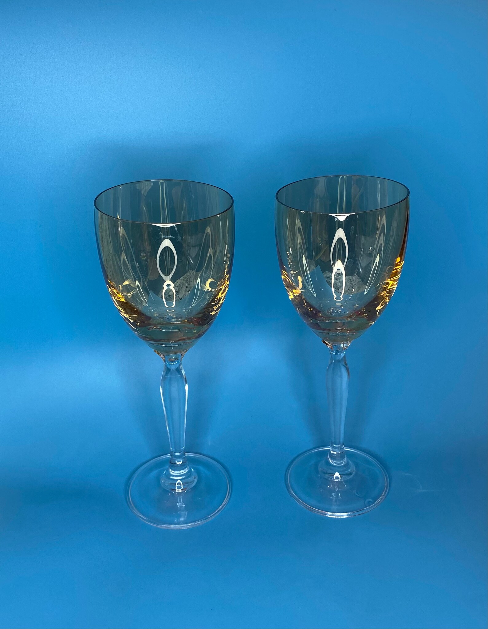 Pair of Pier 1 Amber & Clear Wine Glasses Discontinued Etsy